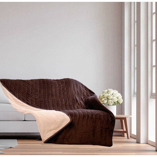 Homefront Heated Electric Reversible Throw Blanket Chocolate & Cream 1