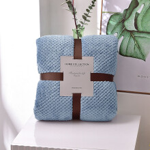 (Bluish Grey, 150x200cm/59.05x78.74in) Popcorn Waffle Blanket Fleece Travel Throw Warm