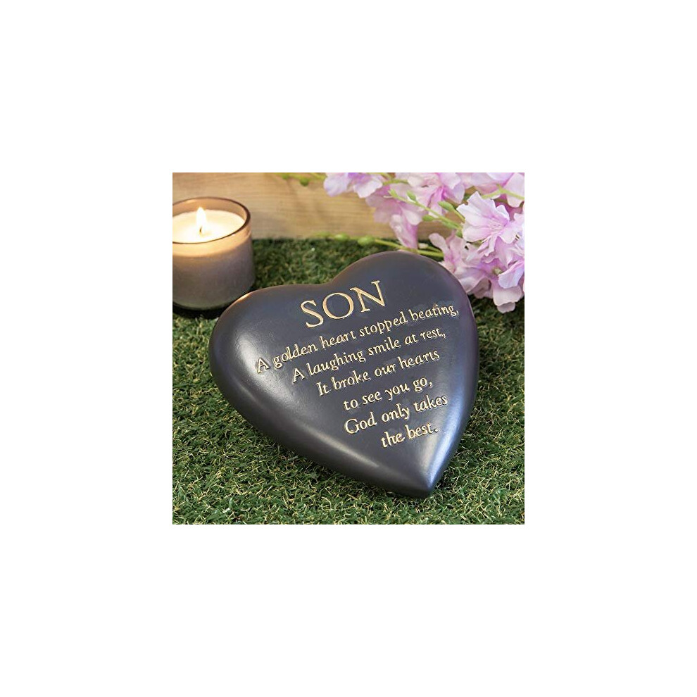 Thought Of You Graveside Dark Grey Heart Memorial - Son