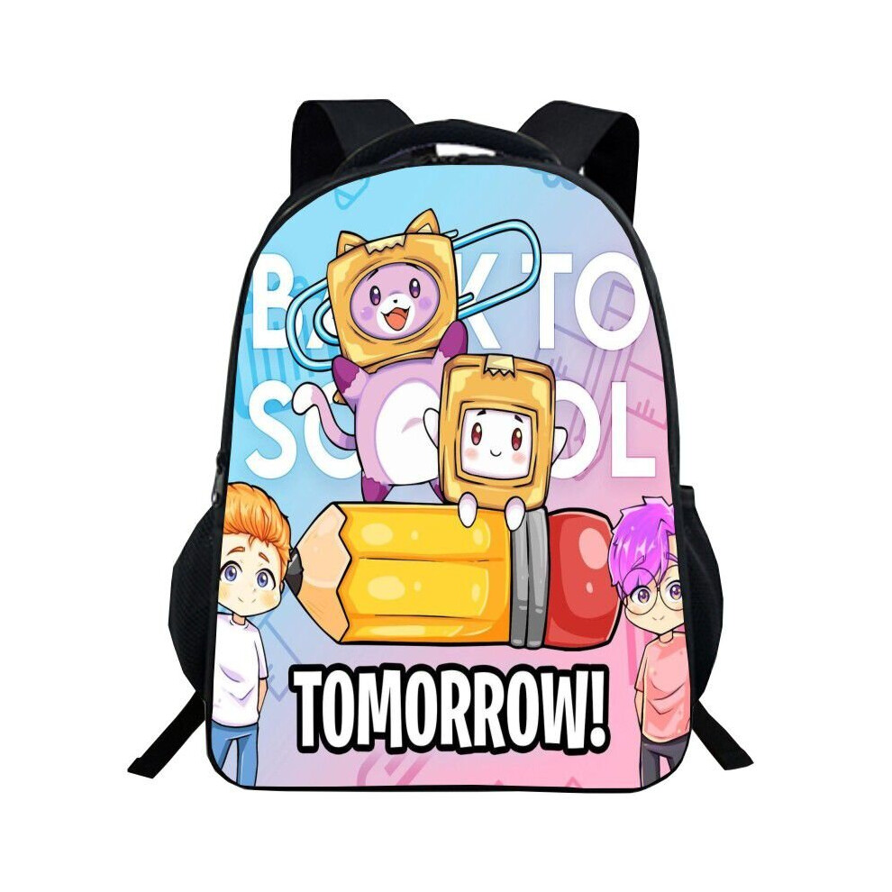 (12) Lankybox Backpack Cartoon Schoolbag Student Bag Black