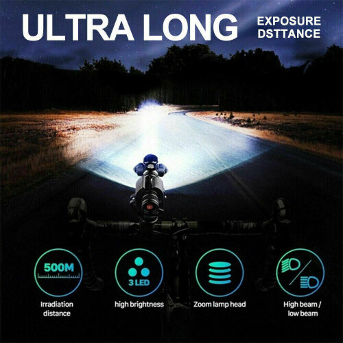 Rechargeable LED Mountain Bike Lights Bicycle Torch Front Rear LampSet 1