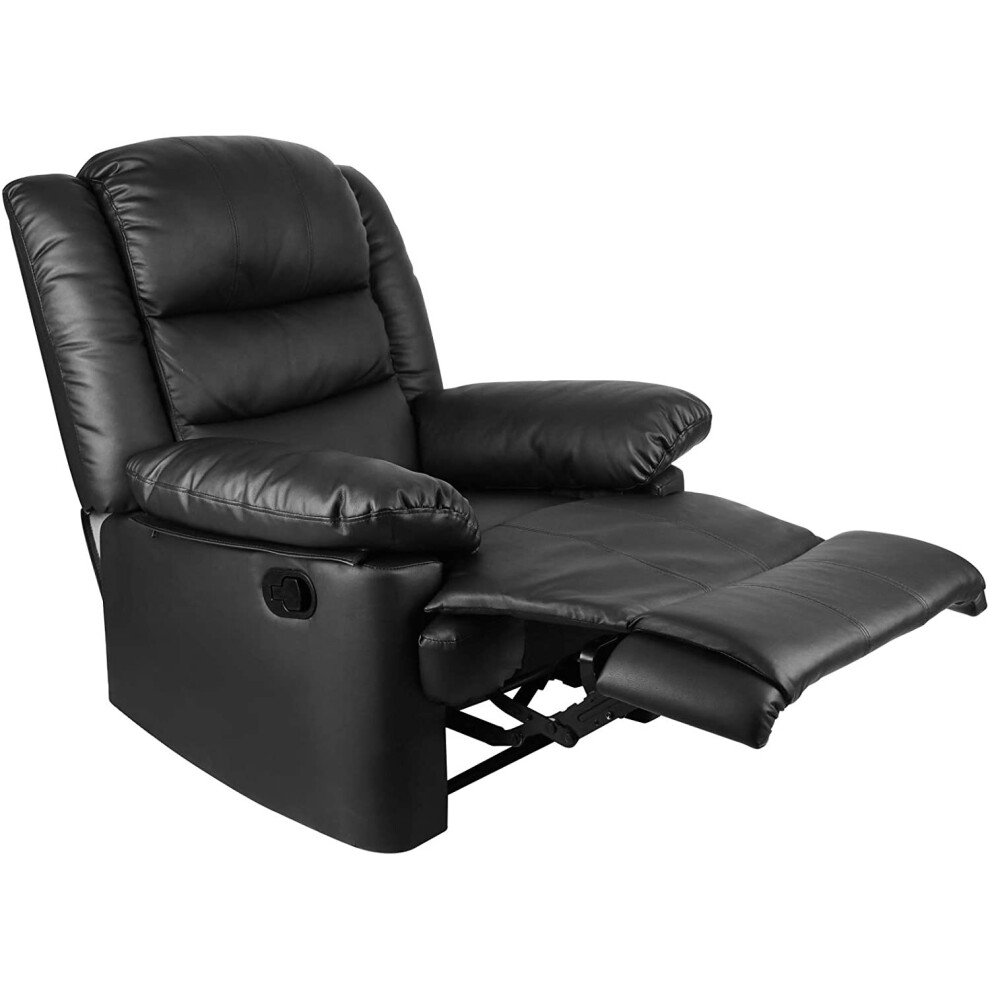 (Black) HomeHomer PU Leather Armchair Adjustable Recliner