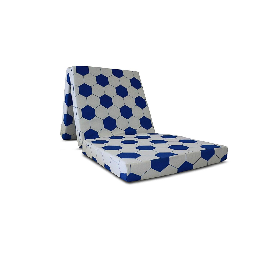 (Football Blue) Visco Therapy Kids Z Bed Folding Futon Mattress
