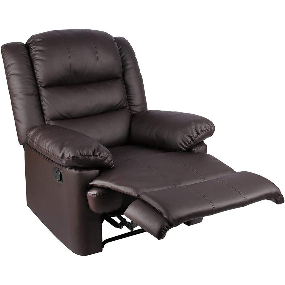 (Brown) HomeHomer PU Leather Armchair Adjustable Recliner