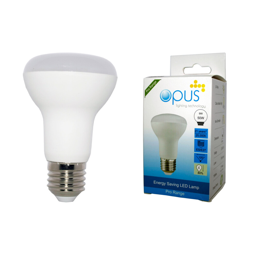 3 x Opus LED R63 Reflector 9W = 60W ES E27 Edison Screw Cap Warm White Light Bulb