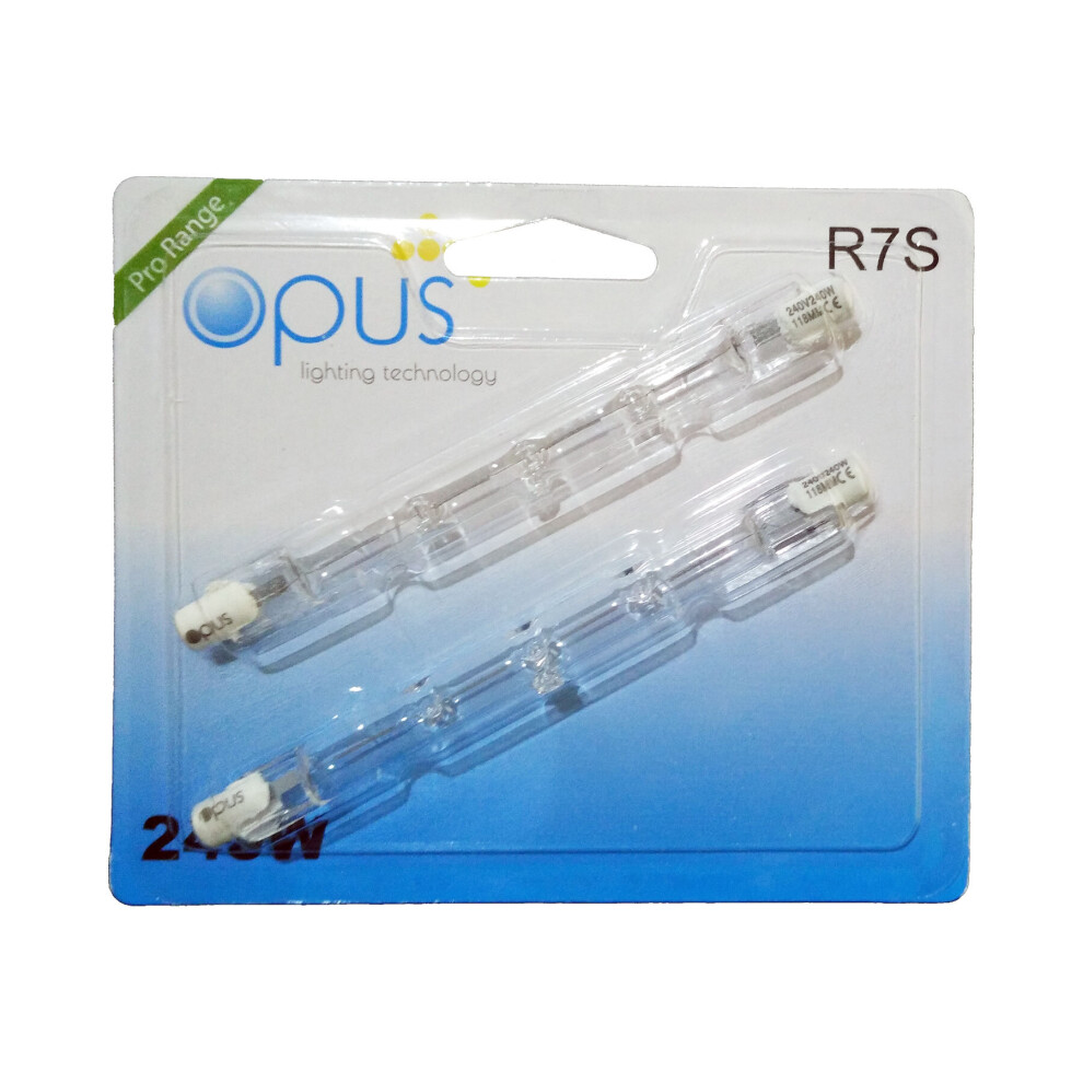 Opus 2 Pack 240 watt Double Ended R7S 117mm Halogen Dimmable Energy Saving Light Bulb