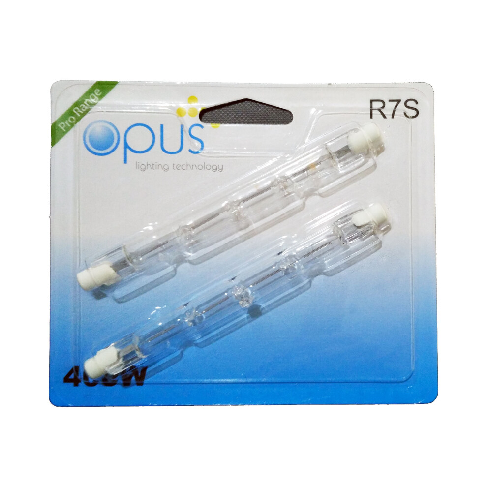 Opus 2 Pack 400 watt R7S Double Ended 117mm Halogen Dimmable Energy Saving Light Bulbs