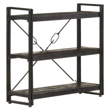 vidaXL Solid Mango Wood 3-Tier Bookcase Black 90x30x80 cm Book Rack Bookshelf