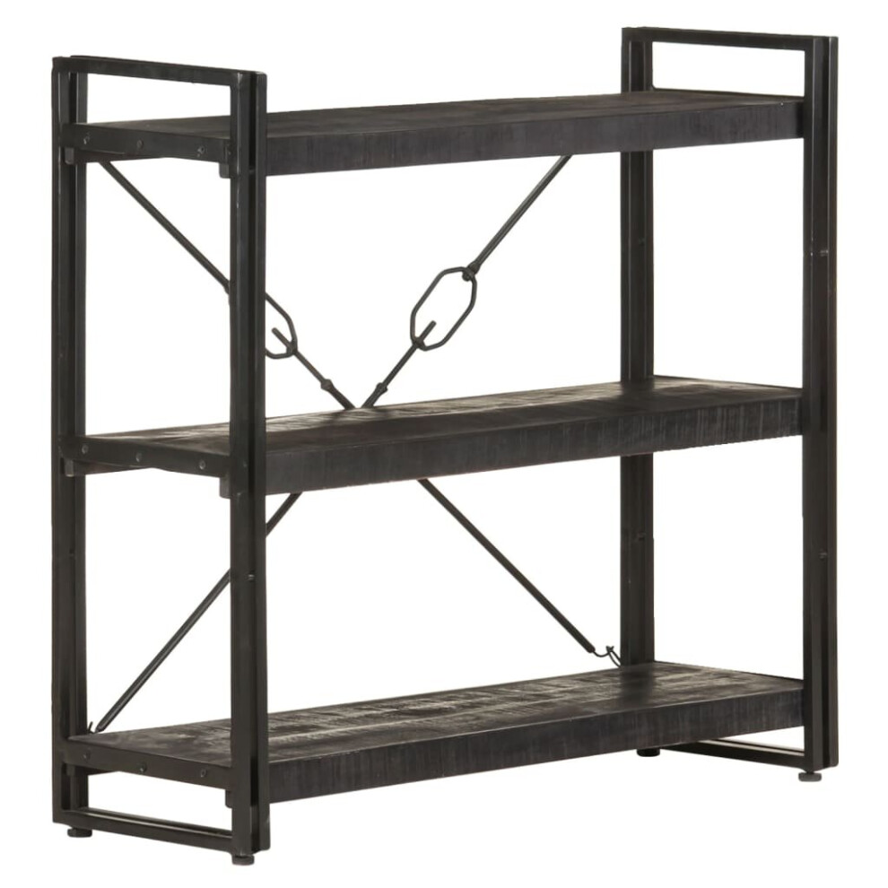 Vidaxl Solid Mango Wood 3-Tier Bookcase Black 90X30x80 Cm Book Rack Bookshelf