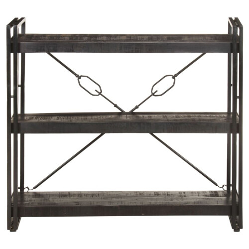 VidaXL vidaXL Solid Mango Wood 3-Tier Bookcase Black 90x30x80 cm Book Rack Bookshelf 1