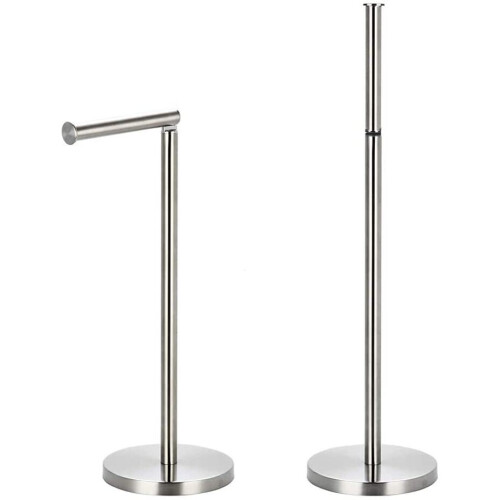 CHROME SWIVEL STANDING TOILET ROLL HOLDER WITH EXTRA ROLLS STORAGE 1