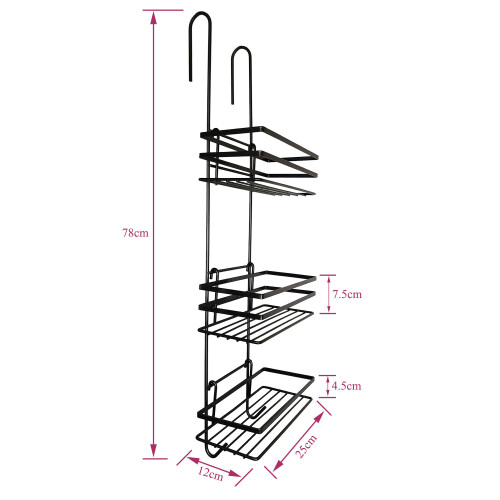 Direct Online Houseware 3 Tier Non Rust Hanging Shower Caddy Bathroom Organiser in Black 2