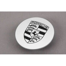 PORSCHE CENTRE WHEEL HUB CAPS - 76mm - SILVER/BLACK