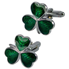 Mens Cufflinks Irish Shamrock 3 Leaf Clover, Irish, Enamel Green Formal Wear, Weddings