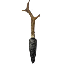 Traditional Sgian Dubh Plain Stag Antler Horn Finish Leather Holder Scottish Made