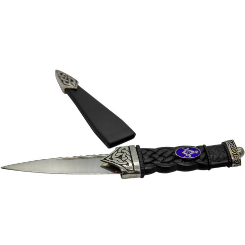 Masonic Sgian Dubh Celtic Knotwork Handle Resin and Polished Silver Finish 2