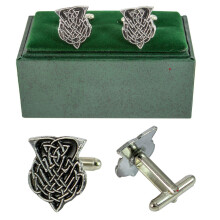 (Thistle Antique Finish) Mens Cufflinks Scottish Celtic Knot Design Antique and Chrome