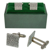 (Square Antique Finish) Mens Cufflinks Scottish Celtic Knot Design Antique and Chrome