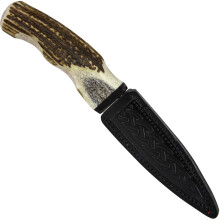 Traditional Sgian Dubh With Buffalo Cap Horn Finish Leather Holder Scottish Made