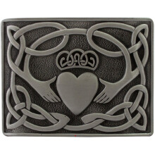 (Antique) Kilt Belt Buckle Mens Irish Claddagh Design 2 Finishes Scottish Made