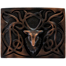 (Bronze) Kilt Belt Buckle Mens Pewter Stag 3 Colour Finishes Scottish Made