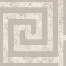 Athena Marble Wallpaper by Debona - Greek Key Glitter Metallic in Cream, Gold & Silver (WL-4019)
