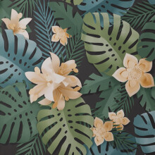Dimensions Wallpaper Fine Décor Floral 3D Effect Black Green Teal Flower