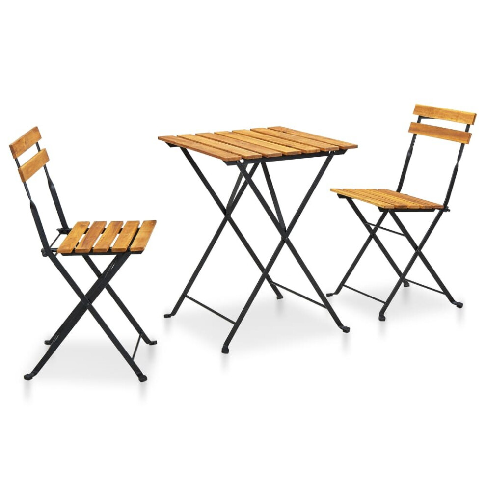 3pc vidaXL Solid Acacia Wood Folding Bistro Set | Garden Furniture Set