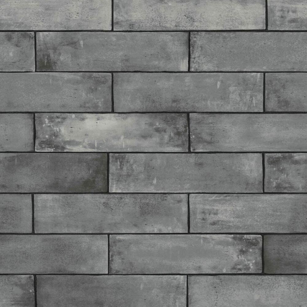 Grey Tile Brick 3D Effect Wallpaper D-C-Fix Bathroom Kitchen Vinyl