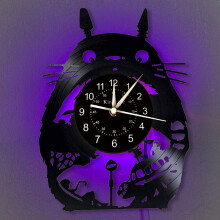(WITH LED) Cartoon Wall Clock 12-Inch LED Vinyl Record Wall Clock | Luminous wall clock Totoro Gift | Home Decor Modern Design Wall Clock.