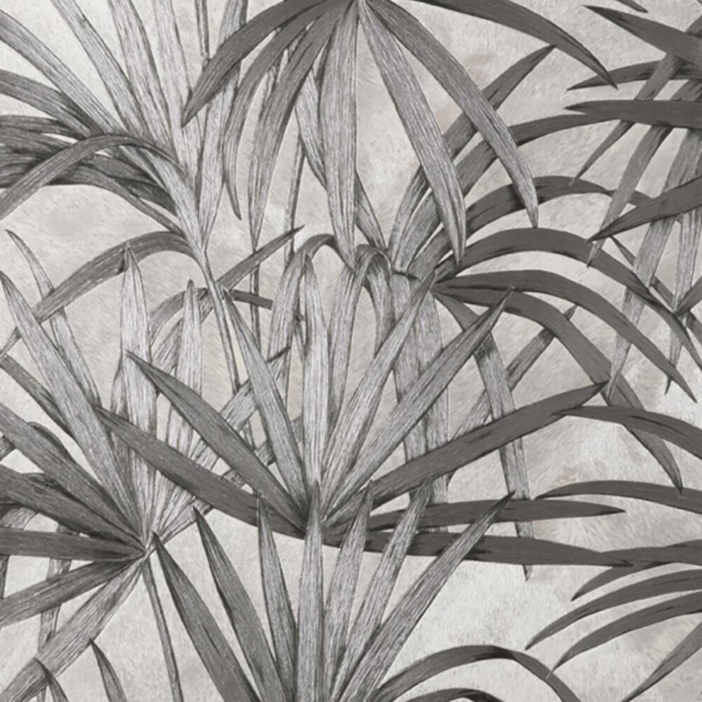 Palm Leaf Wallpaper Fine DÃ©cor Textured Heavyweight Vinyl Tropical Grey Glitter