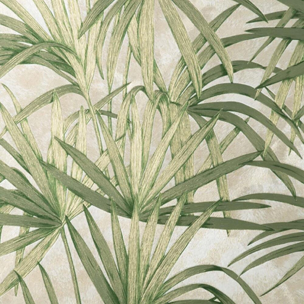 Fine Decor Palm Leaf Wallpaper Fine Décor Textured Heavyweight Vinyl Tropical Glitter Green