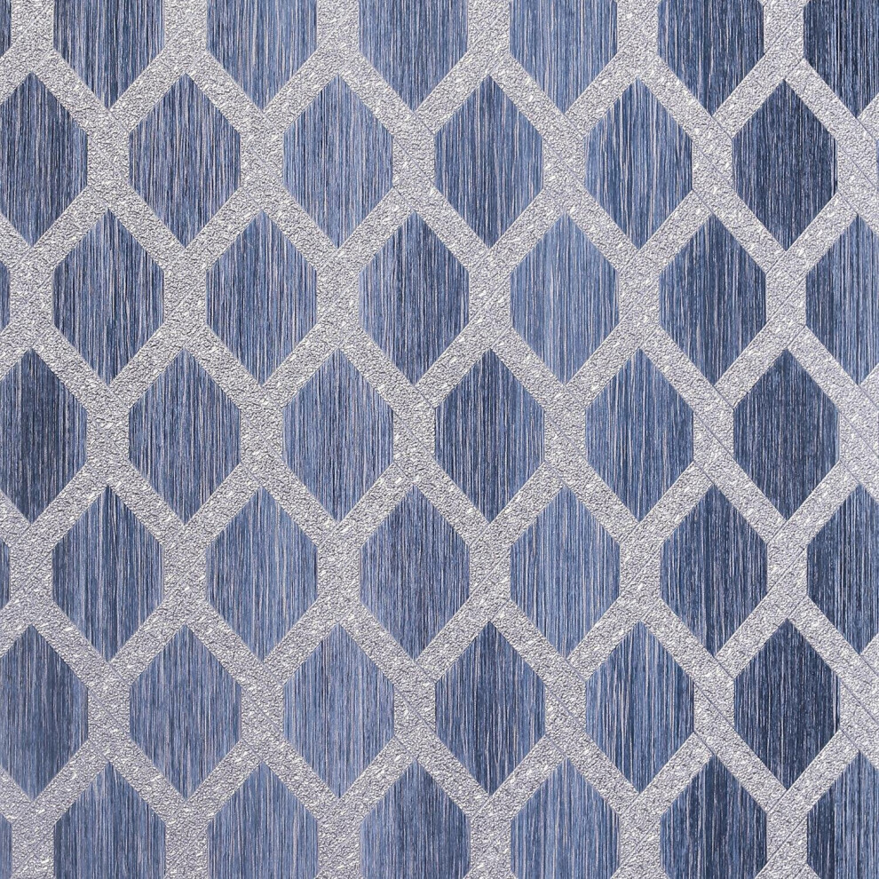 Radiance Trellis Wallpaper Arthouse Navy Textured Heavyweight Vinyl Metallic