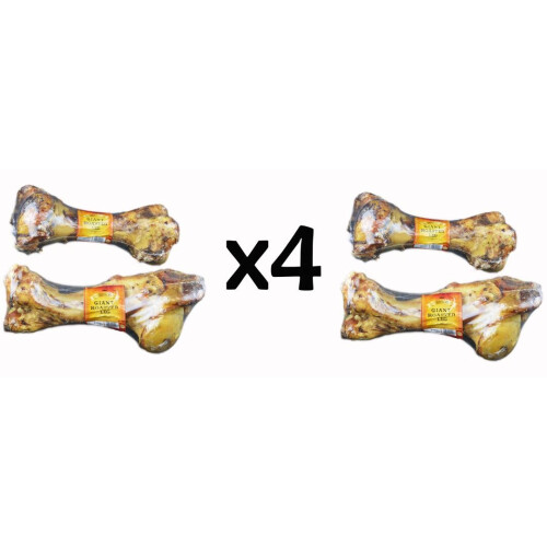 Dog Bone Giant Roasted Beef Leg Dog Food  Chew Treats Pack Of 4
