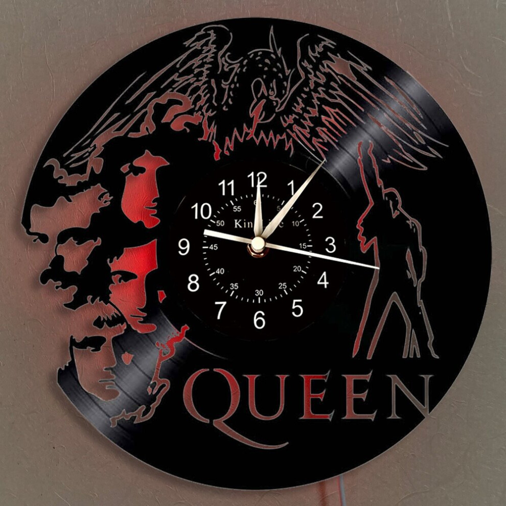 (WITH LED) Home Decor Queen Music Rock Vinyl Record Wall Clock | Gift Ideas for Friends and Music Lovers| Unique Modern Art