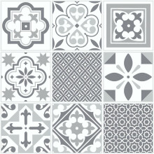 Self-Adhesive Grey Moroccan Vinyl Floor Tiles - Easy Fit, 305x305mm, 1m² Pack (DC-F274-5061)