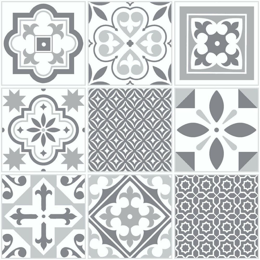 Floor Tiles Self Adhesive Grey Moroccan Vinyl Flooring Kitchen Bathroom 1mÂ²