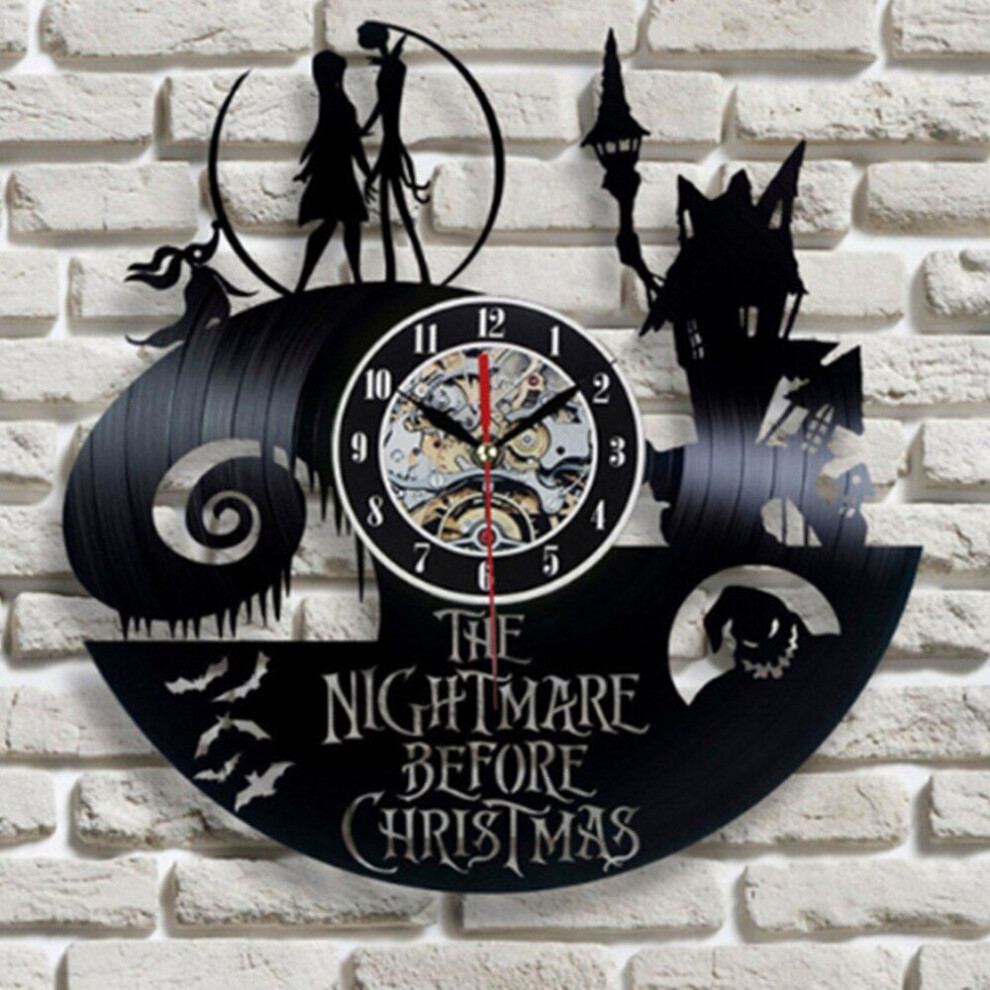 (NO.4 WITH LED) Christmas Eve Horror The Nightmare  Before Christmas Decal Vinyl Record Wall Clock,With Or Without LED Backlight Can Choose