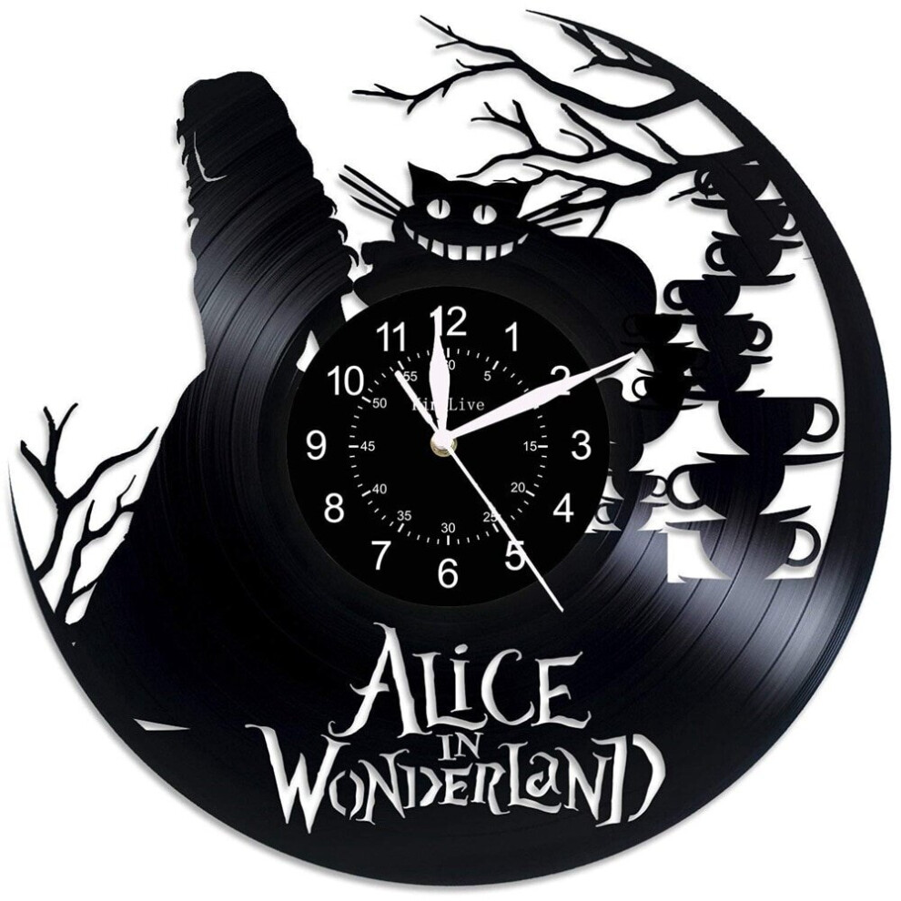 Fancylife (No.1 No Led) Alice In Wonderland Retro Nostalgic Clock, Fashion Modern Art Design Vinyl Record Wall Clock,With Or Without Led Backlight Can Choose