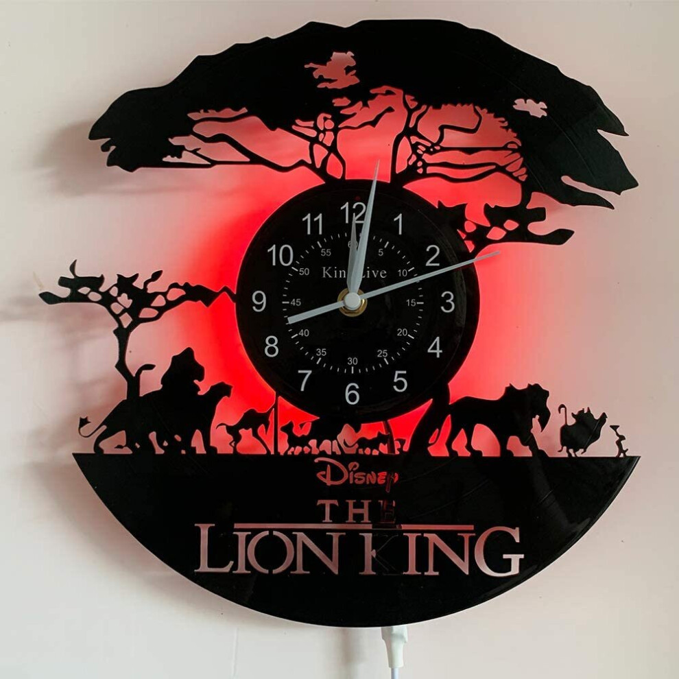 (WITH LED) The Lion Vinyl Wall Clock,12 Inch Record Quartz Clock | Cartoon clock Disney gift for kids and friends