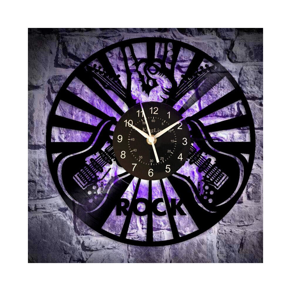 (WITH LED) Double guitar Black Wall Clock 12 Inches(30cm),With Or Without LED Backlight Can Choose