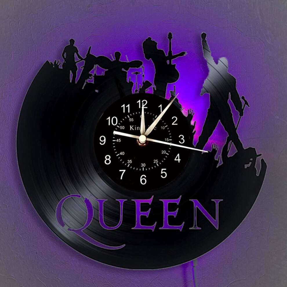 Fancylife (With Led) Queen Music Vinyl Record Wall Clock,Home Bedroom Decoration,Clock With Or Without Led Backlight To Choose