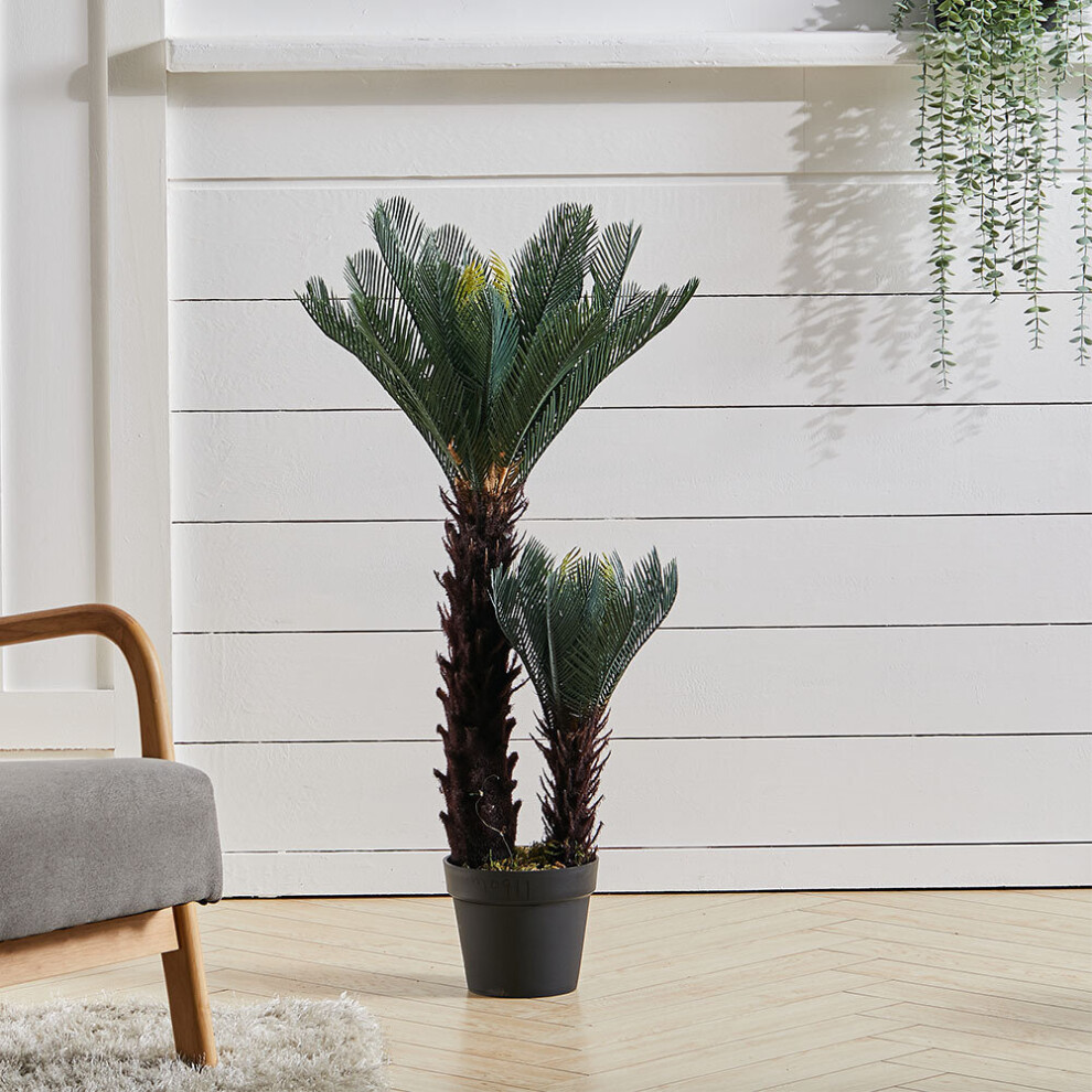 Living And Home Realistic Artificial Cycas Palm Tree With Pot, 90Cm Green