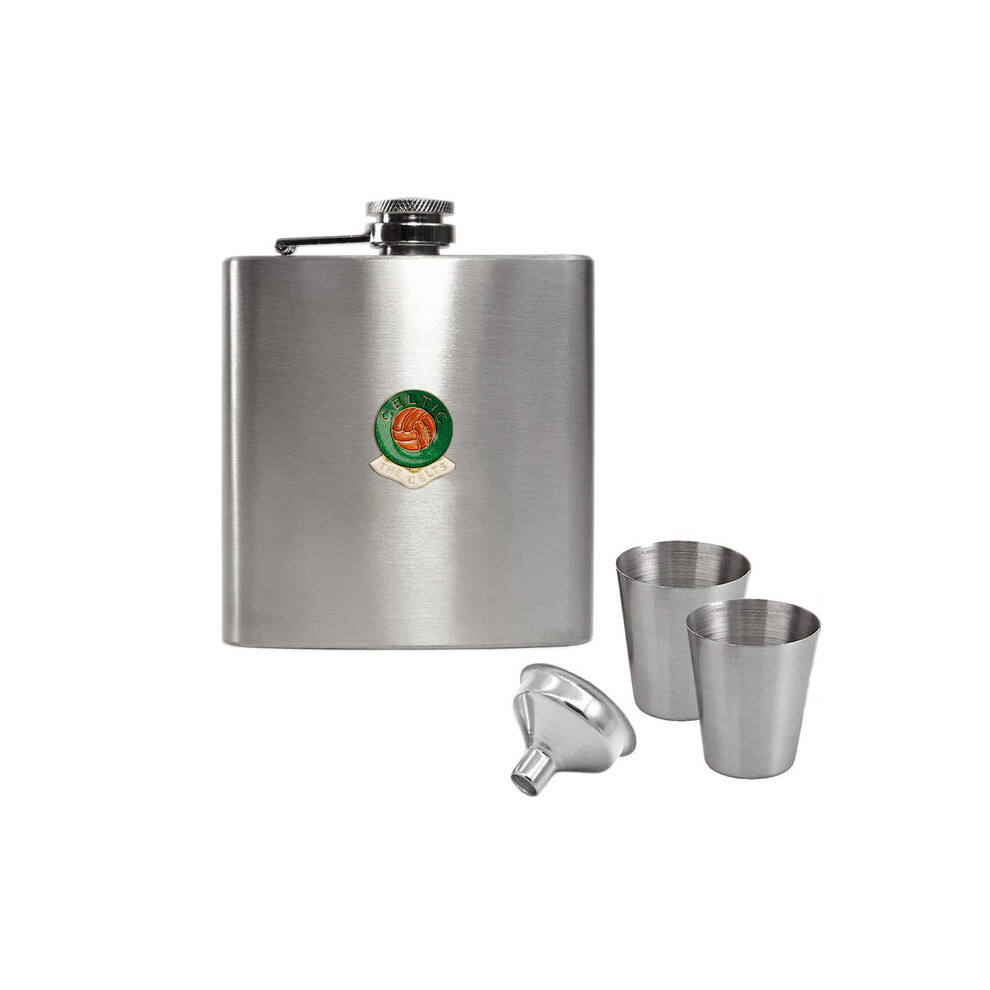 Glasgow Celtic football club hip flask gift set