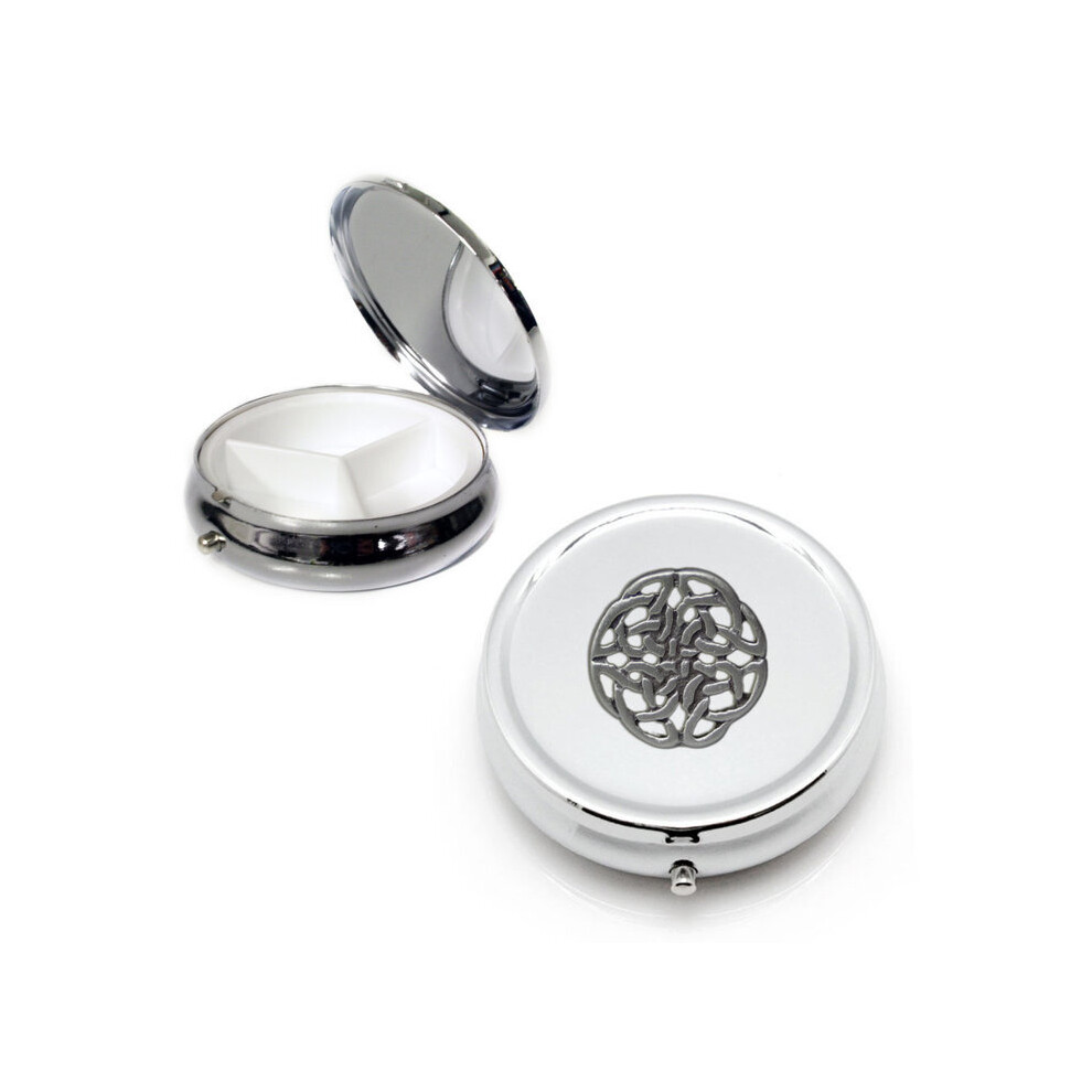 Knight Silver Celtic Knot Round Pill Box