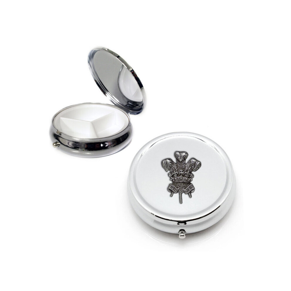 Knight Silver Welsh Feathers Round Pill Box