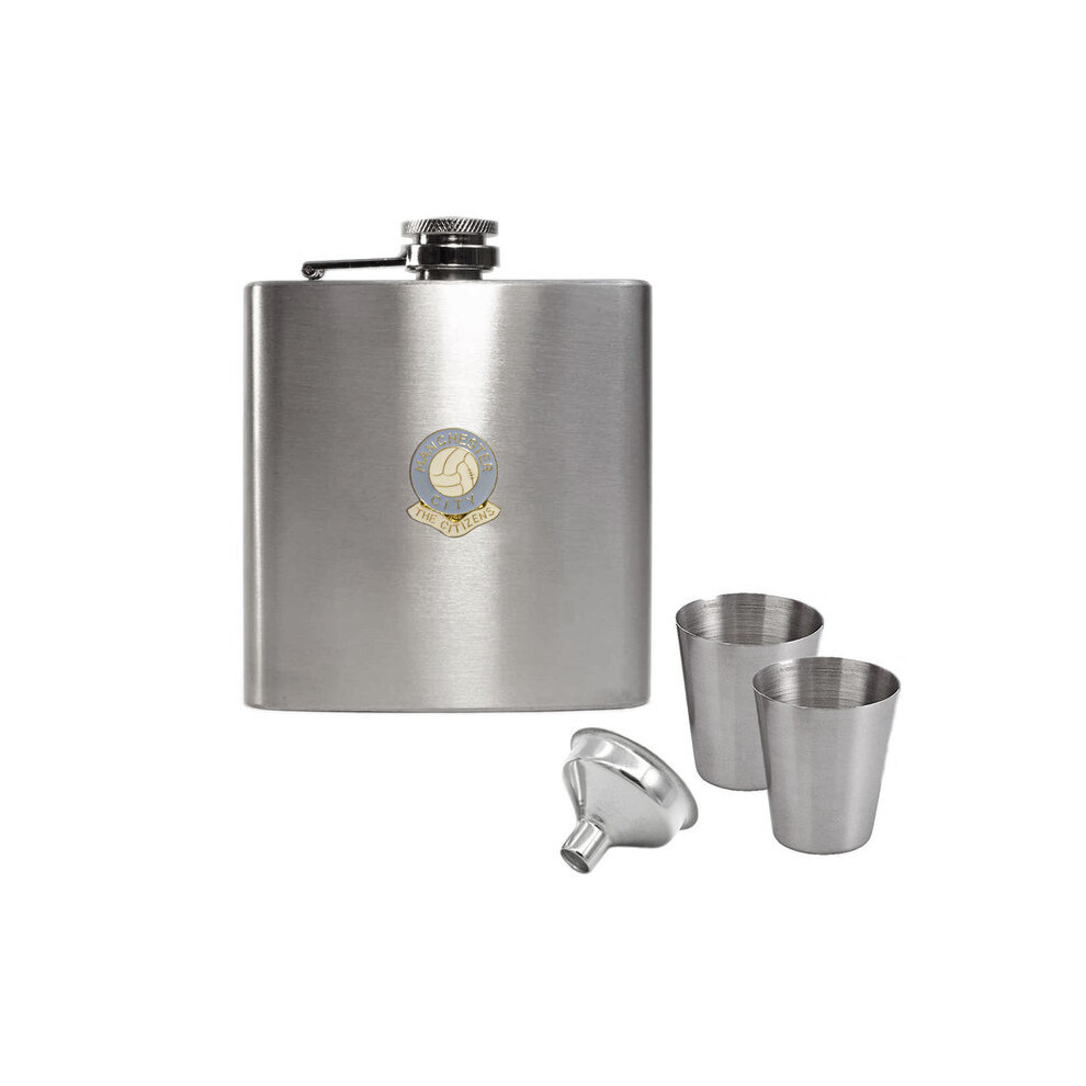 Manchester City football club hip flask gift set-image-OPC-P7SBGX2-NEW
