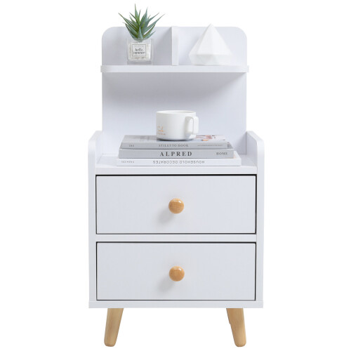 Living And Home (2 Drawer) Bedside Table Nightstand Cabinet Storage Unit with Drawer 2