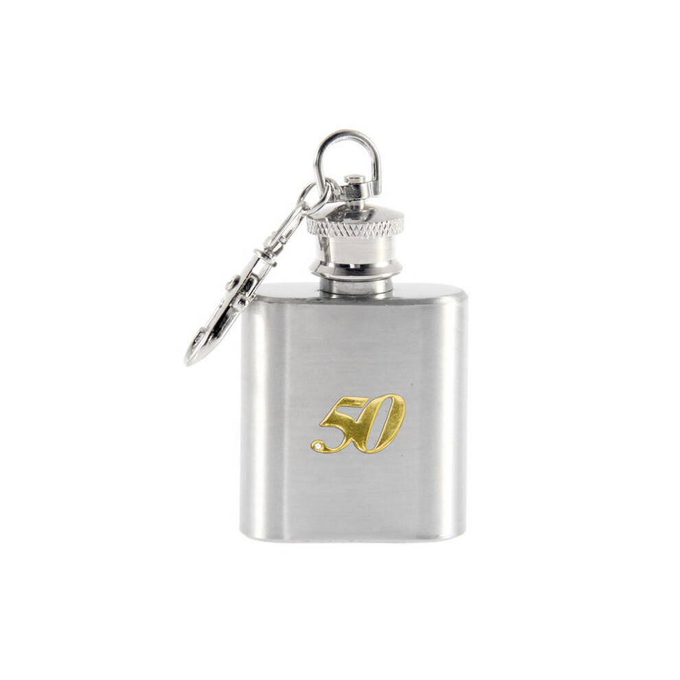 50th golden anniversary birthday celebration 1oz keyring hip flask-image-OPC-P7SBGT2-NEW