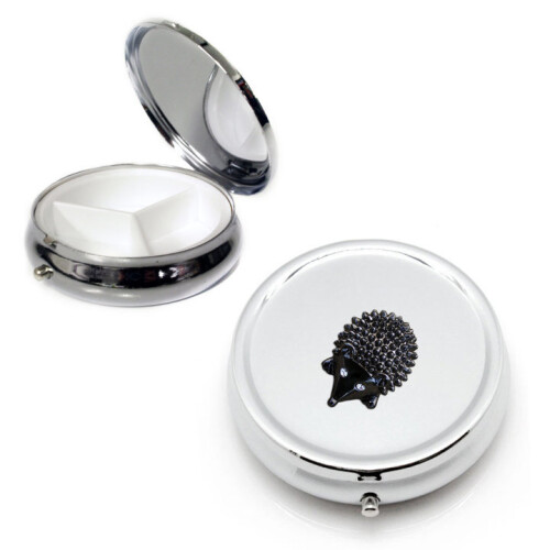 Hedgehog silver round pill box